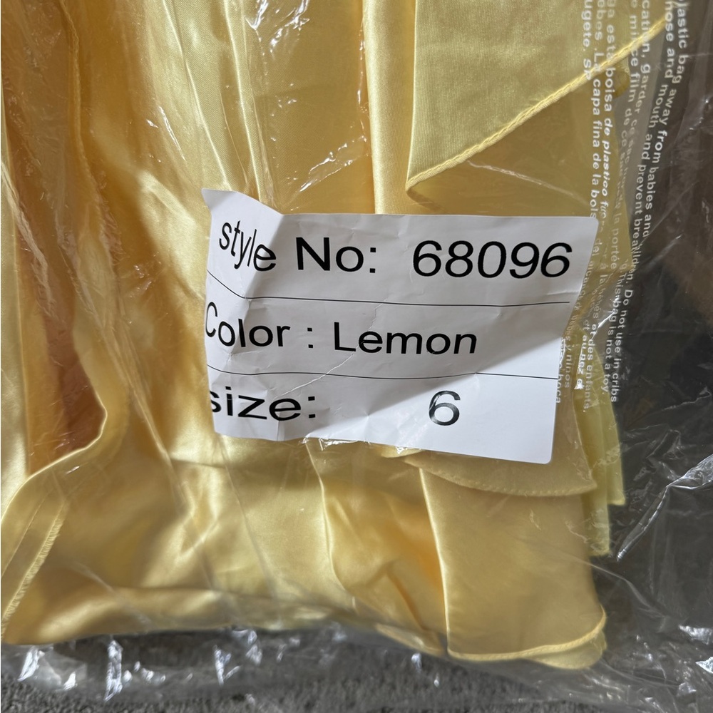 Mac Duggal Lemon Yellow Beaded High Low Chiffon Gown NWT - Picture 8 of 8